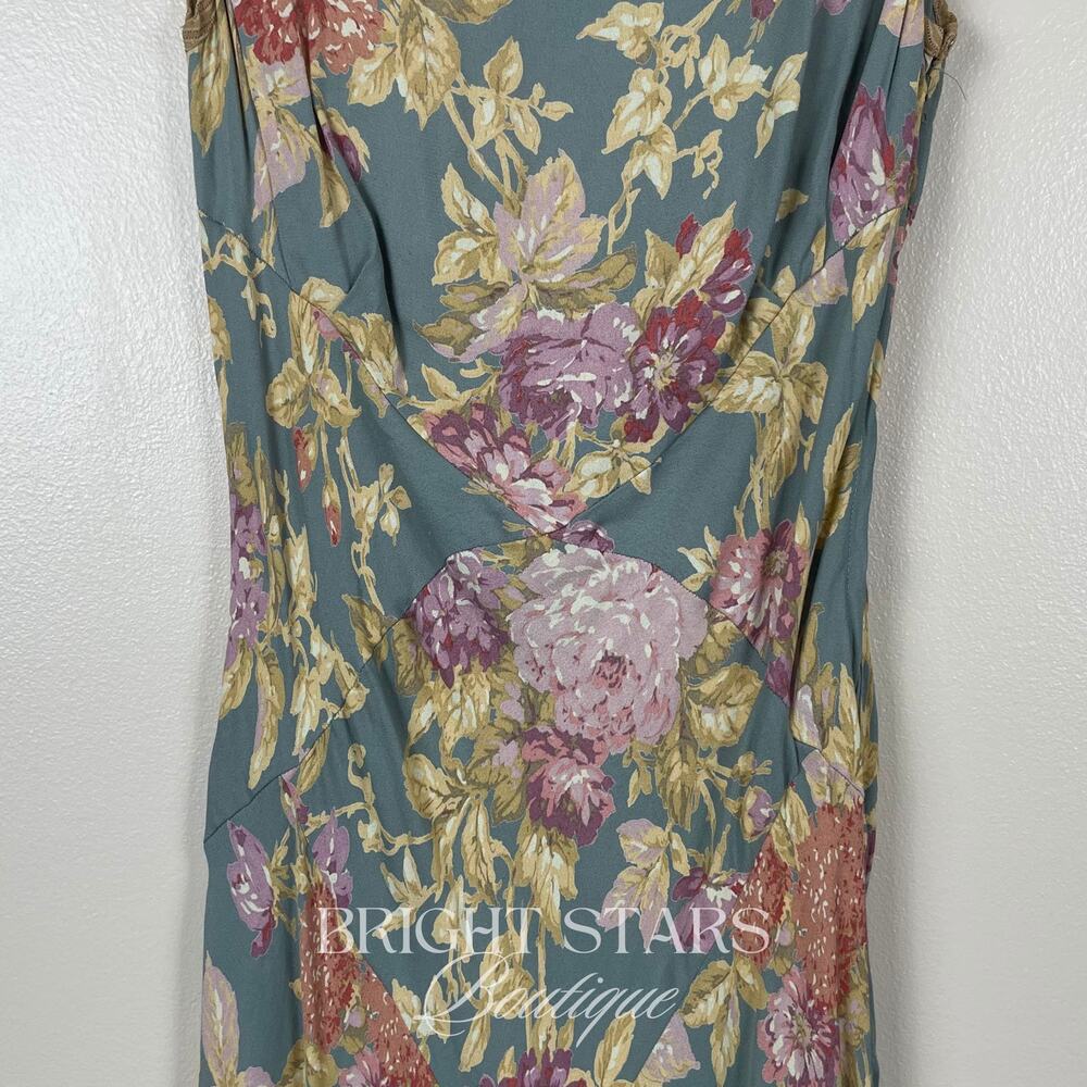 Super Rare Floral Maxi Dress ALT ASO Phoebe Buffay Friends Green Sleeveless VTG - Picture 9 of 10